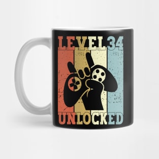 Level 34 Unlocked Video Gamer 34 Years Old 34th Birthday Level Unlocked Mug